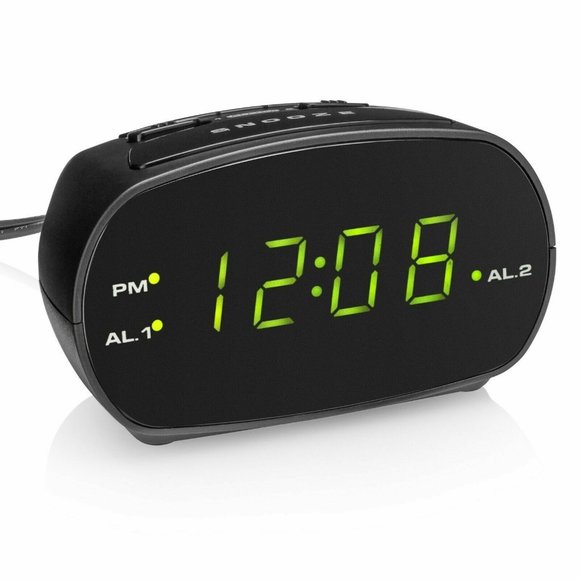 Dual Black Digital Alarm Clock 9-Minute Snooze Electric Power Battery Backup NIB - Picture 2 of 4